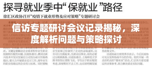 信訪專題研討會議記錄揭秘，深度解析問題與策略探討