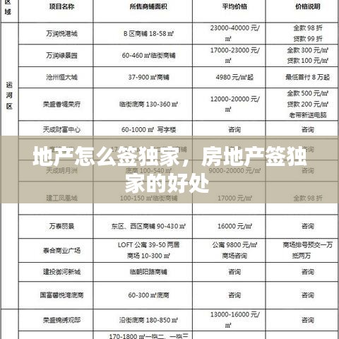 地產(chǎn)怎么簽獨家，房地產(chǎn)簽獨家的好處 