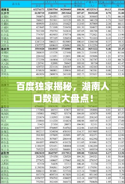 百度獨(dú)家揭秘，湖南人口數(shù)量大盤點(diǎn)！